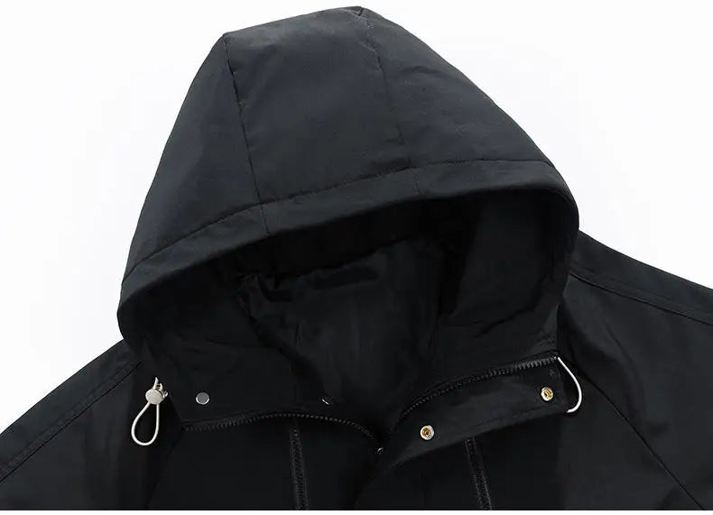 Oversize Men Jacket Coats Windbreaker Trench 6XL 7XL 8XL Plus Size Hooded Waterproof Black Bomber Camping Loose Thin Softshell