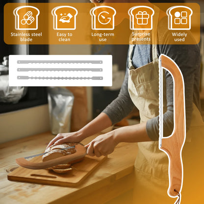 Wooden Bread Bow Knife Bow Bread Knife for Sourdough with Wooden Handle Bread Slicer for Homemade Bread Sourdough Bread Cutter