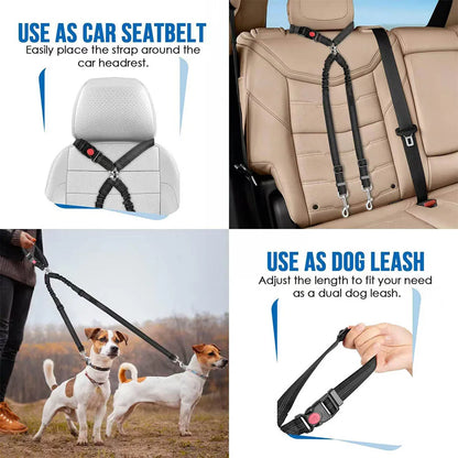 Double-headed Dog Safety Harness Pet Car Headrest Restraint Device Adjustable Tension Split Connection Safety Harness for Travel