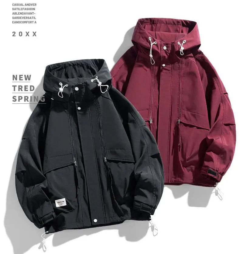 Oversize Men Jacket Coats Windbreaker Trench 6XL 7XL 8XL Plus Size Hooded Waterproof Black Bomber Camping Loose Thin Softshell