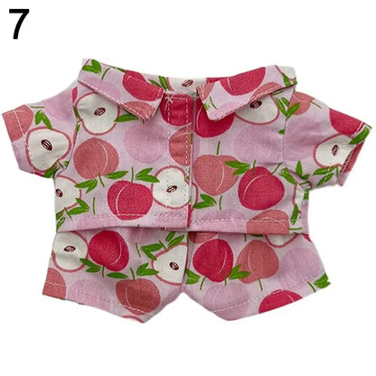 20CM Plush Doll Clothes Suit Fruit Animals Printing Lapel Shirt Pants Casual Wears Cotton Stuffed Toys Idol Dolls Accessories