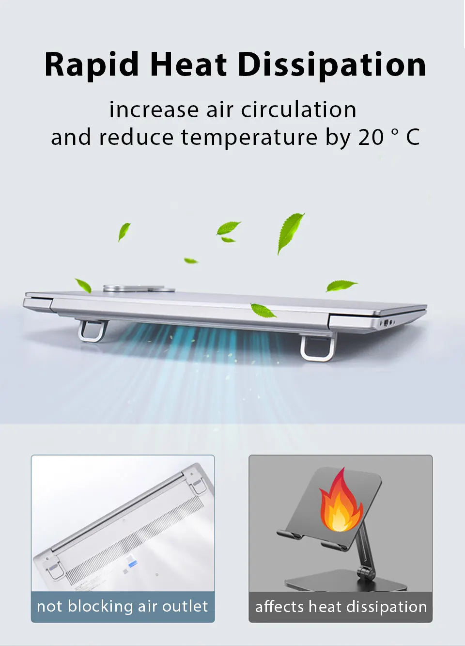 Laptop Stands Bracket 2 Adjustable Angles Foldable Portable Bracket  Computer Keyboard Heat Dissipation Holder Legs Accessories