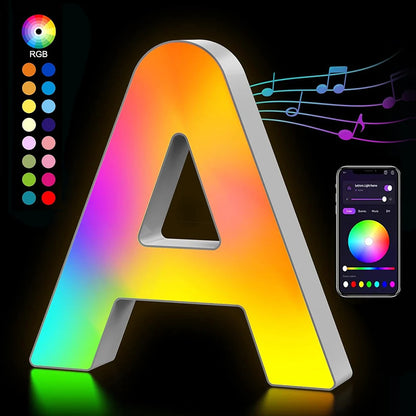 Smart LED Letters Lights Alphabet Light Decorative Name Letter Number Lamp Night Light USB MeRGBW App Music Sync Logo Game Home