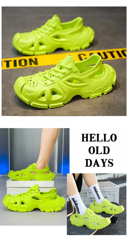 Sandalias Hombre Verano Sandals Men's New Summer Non-Slip Anti-Odor Hollow Breathable Outdoor Casual Flat Beach Shoes