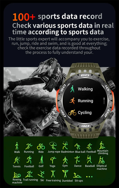 Smart Watch Men With LED Lighting Compass Sports Fitness Tracker Watch IP68 Waterproof Bluetooth Talk SmartWatch For Android IOS