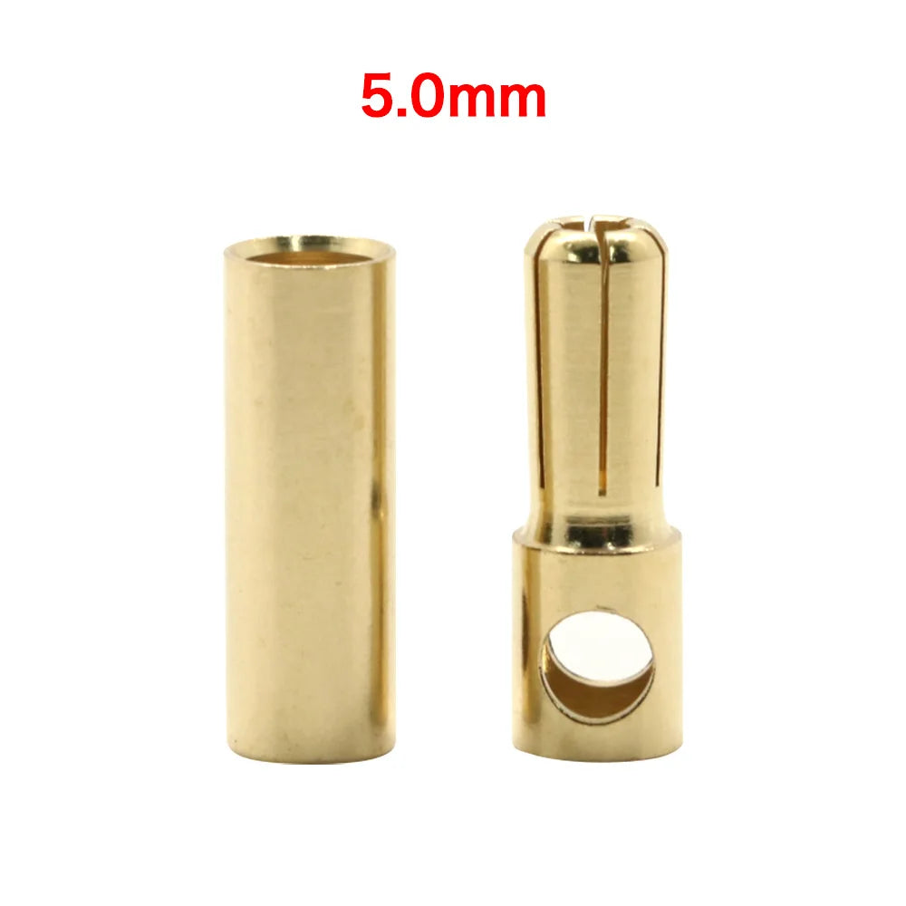 20pcs/lot 2.0mm 3.0mm 3.5mm 4.0mm 5.5mm 6.0mm 8.0MM Gold Bullet Banana Connector plug for ESC Lipo RC battery Plugs (10 pair)