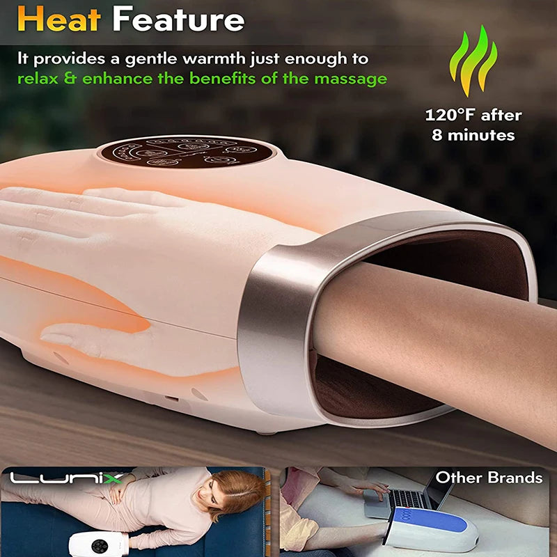 Cordless electric handheld massager with heat and pressure point therapeutic massager suitable for carpal tunnel