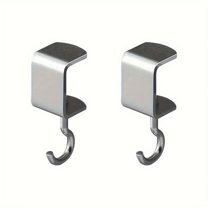 2pcs 360° Rotatable Steel Table Hooks - Detachable, Non-Destructive Installation for Office Desks, School Dormitories