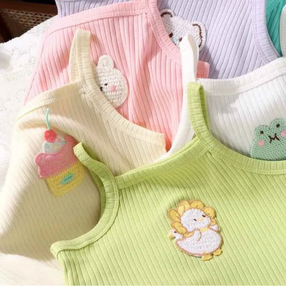 Baby Girls T-shirts for Kids Summer Sleeveless Knitted Tops Vest Outfits Girls Cute Halter Tops Tees Children Clothing 1-12 Year