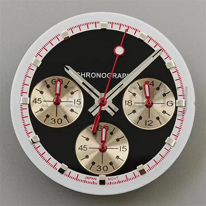 30mm/31.5mm Vk63 Chronograph Watch Dial With Hand Set Green Luminous Black White Red For VK63 Movement Watch Accessories Parts