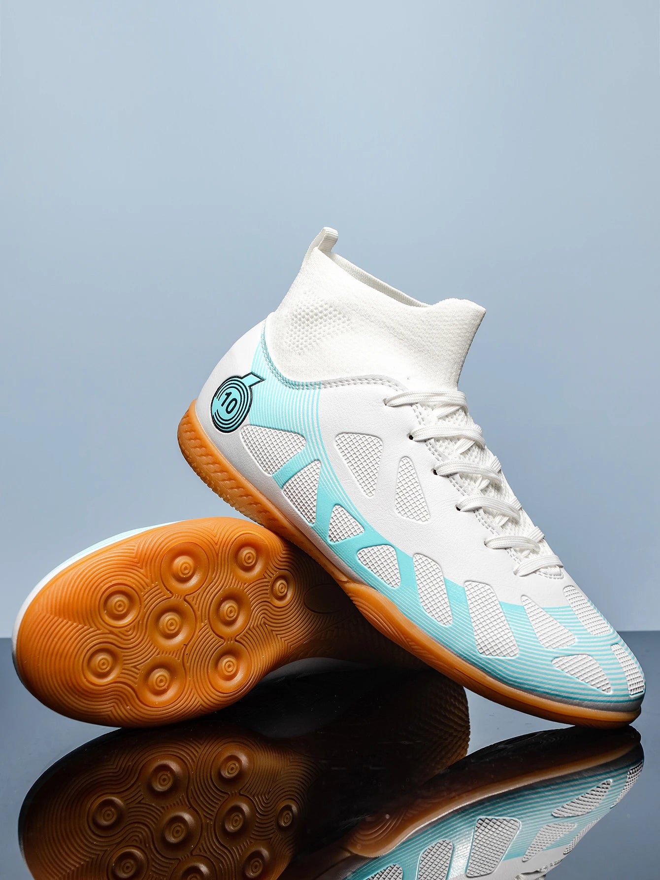 Men's Sports IC Indoor Flat Bottomed Football Shoes Adult High-Tops Wear Resisting Training Shoes Teenagers Non Slip Shoes