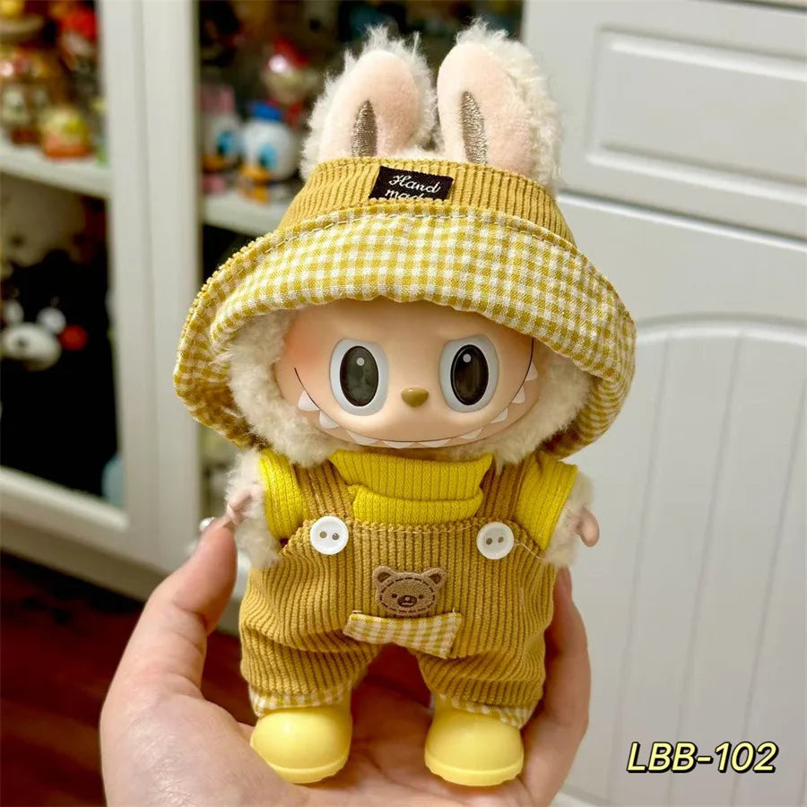 Labubu can wear baby clothes vinyl cloth 17cm doll cute change casual suit skirt plush clothes