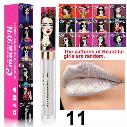11 Color Lip Gloss  Metallic Shimmer Glitter Finish Lipstick Long Lasting Waterproof Lip Stain