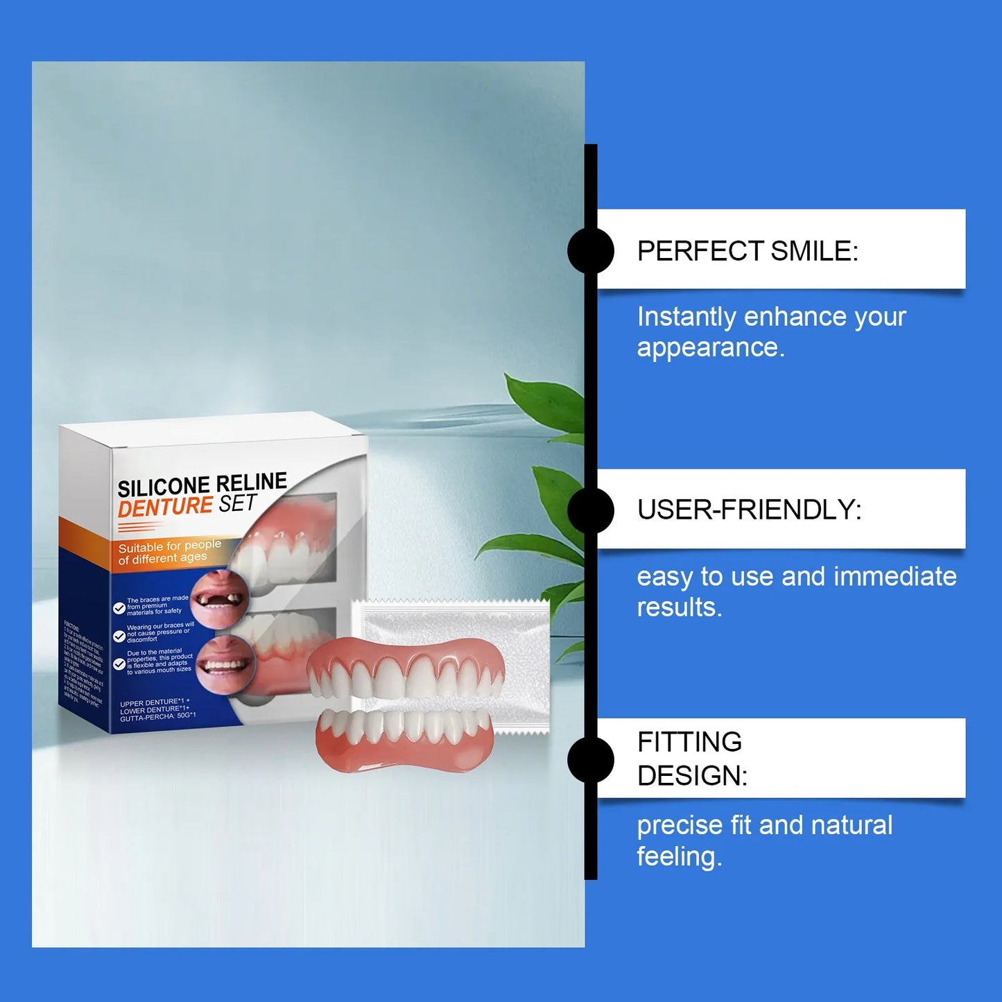 New False Teeth Silicone Upper & Lower Veneers Perfect Laugh Veneers Dentures Paste Fake Teeth Braces Comfortable Teeth