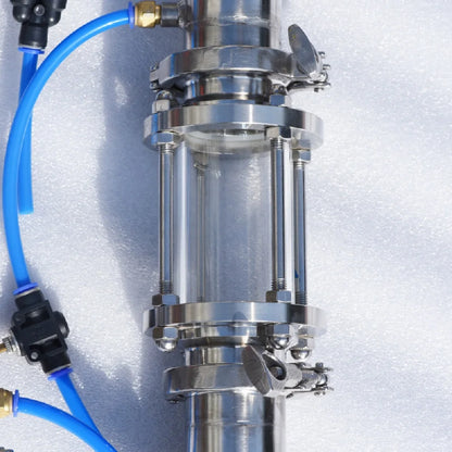 Copper Mesh Tube Distillation Tower with Sight Glass Bottom Clamp, Household Brewing Equipment, Brandy Vodka, 1.5 ", 2"