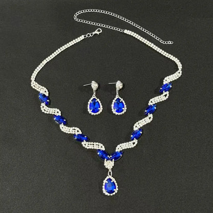 European and American 2-piece Bridal Jewelry Necklace Earrings Jewelry Set Banquet Dress Set Chain Fashion Versatile Accessories