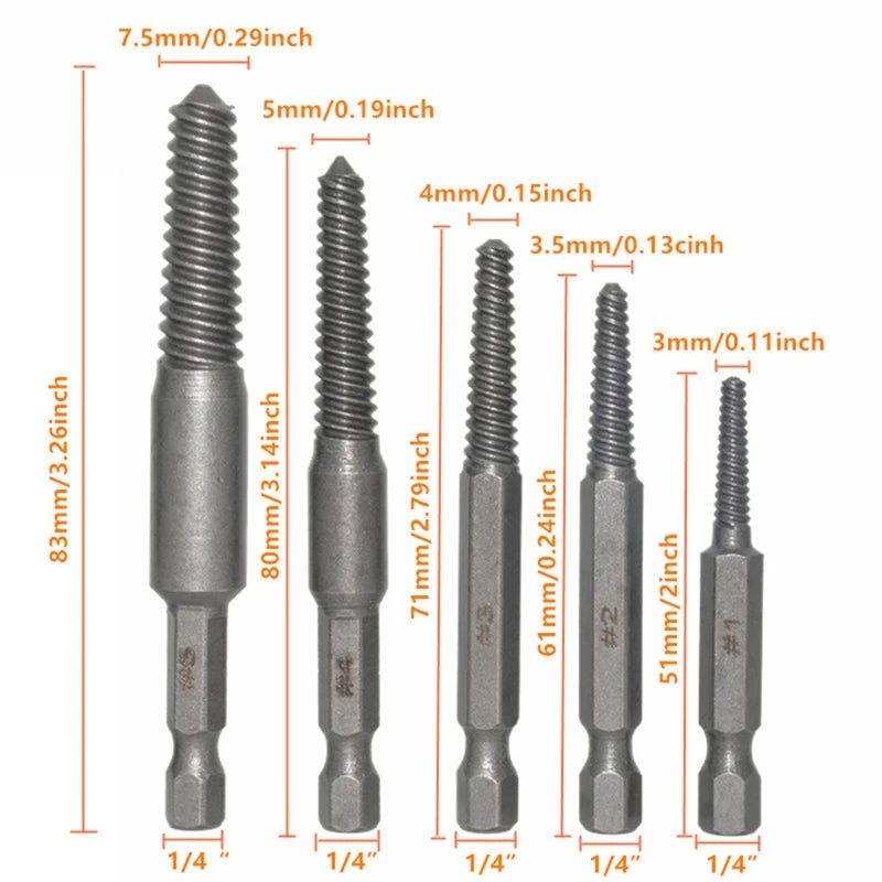 Screw Extractor Set,10 Pcs Screw Extractor,1/4Inch Hex Shank Broken Screw Extractor,Screw Remover & Extractor Bit Set