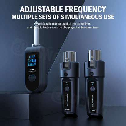 Wireless Microphone Transmitter Receiver System UHF XLR Adapter System for Dynamic Microphone Guitar Audio Mixer PA System DGNOG