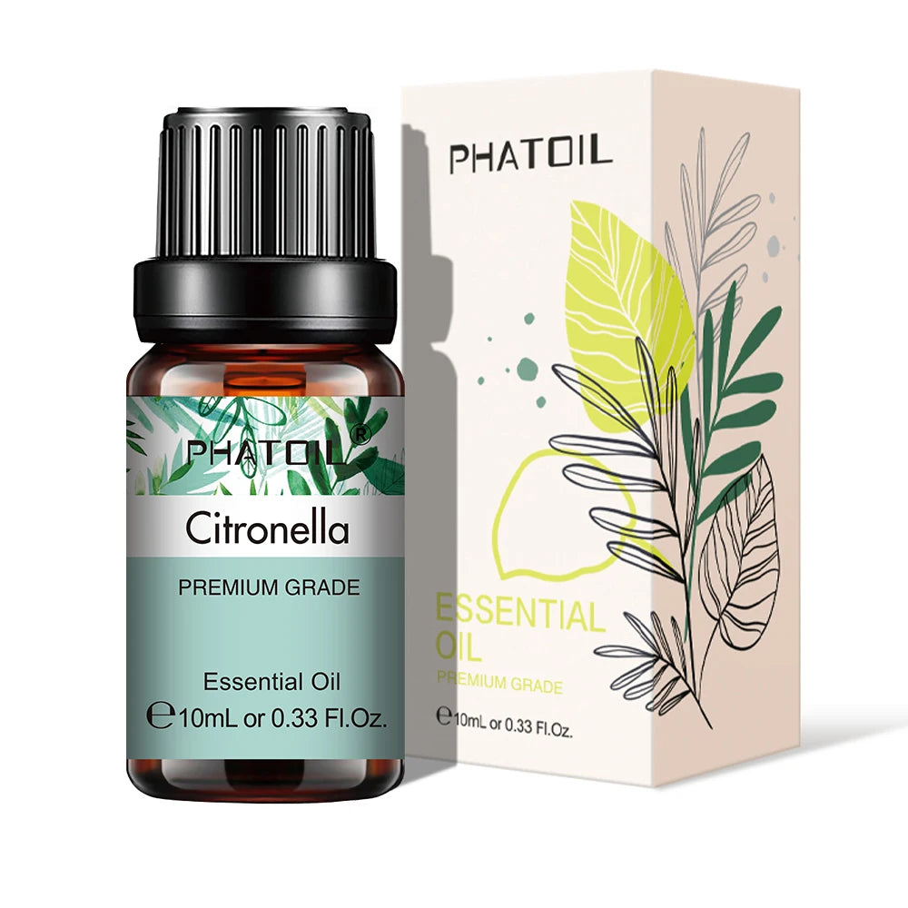 PHATOIL Natural Plant Essential Oil 10ml Eucalyptus Rose Lemon Bergamot Vanilla Peppermint 1PCS Aroma Essential Oil For Diffuser