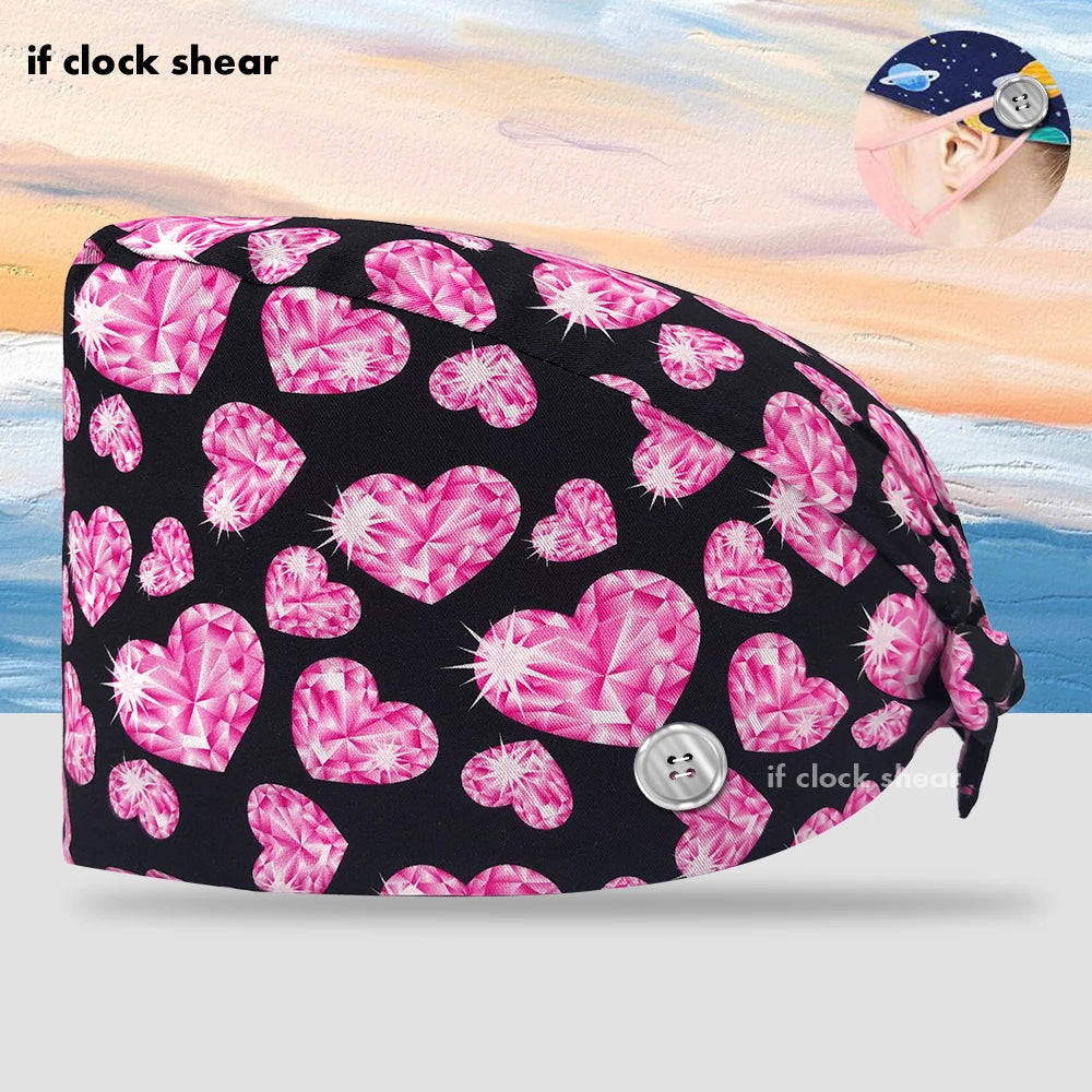 Printing Clinic Pharmacy Work Hat Dentistry Operating Room Doctor Scrubs Hats Adjustable Medical Nurse Accessories Surgical Caps