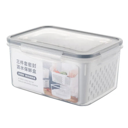 Refrigerator Storage Box Fridge Organizer Fresh Vegetable Fruit Boxes Drain Basket Storage Containers Pantry Kitchen Organizer