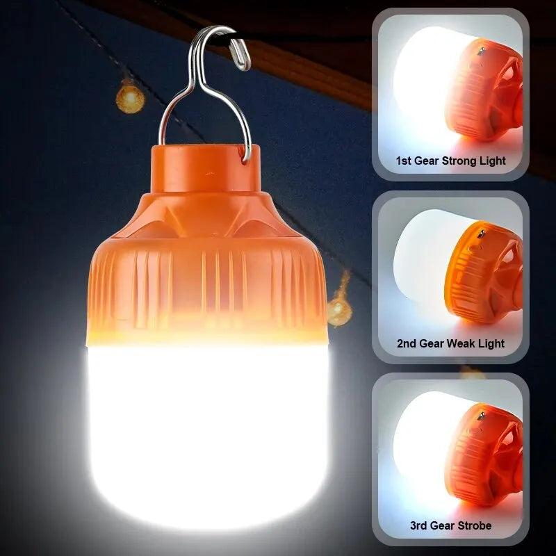 Outdoor USB Rechargeable LED Lamp Bulbs High Brightness Emergency Light Hook Up Camping Fishing Portable Lantern Night Lights