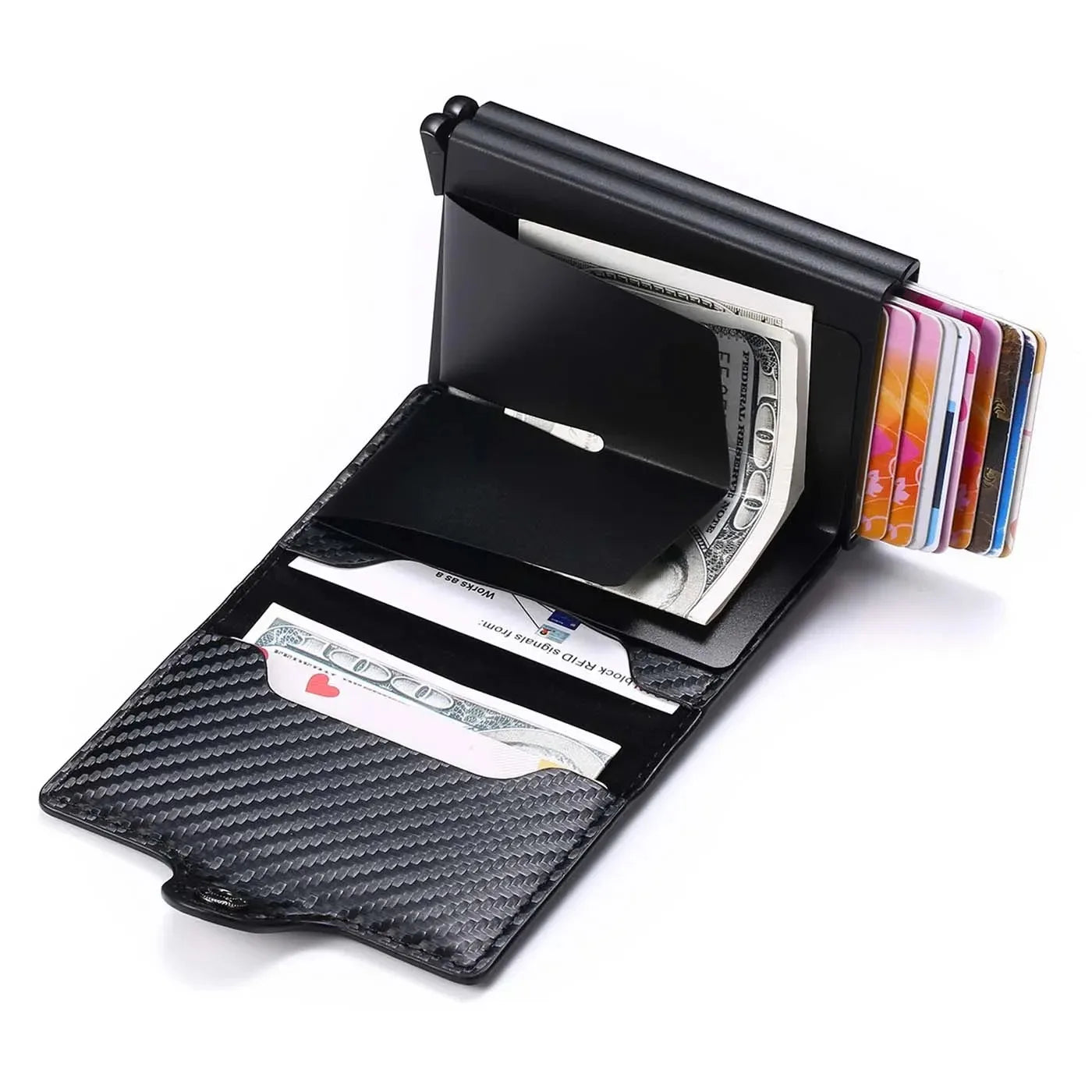 Anti Rfid Blocking Men Wallets with Custom Name Carbon Fiber Mini Wallet Large Capacity Card Holders Small Money Bag Male Purses