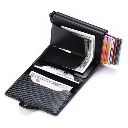 Anti Rfid Blocking Men Wallets with Custom Name Carbon Fiber Mini Wallet Large Capacity Card Holders Small Money Bag Male Purses