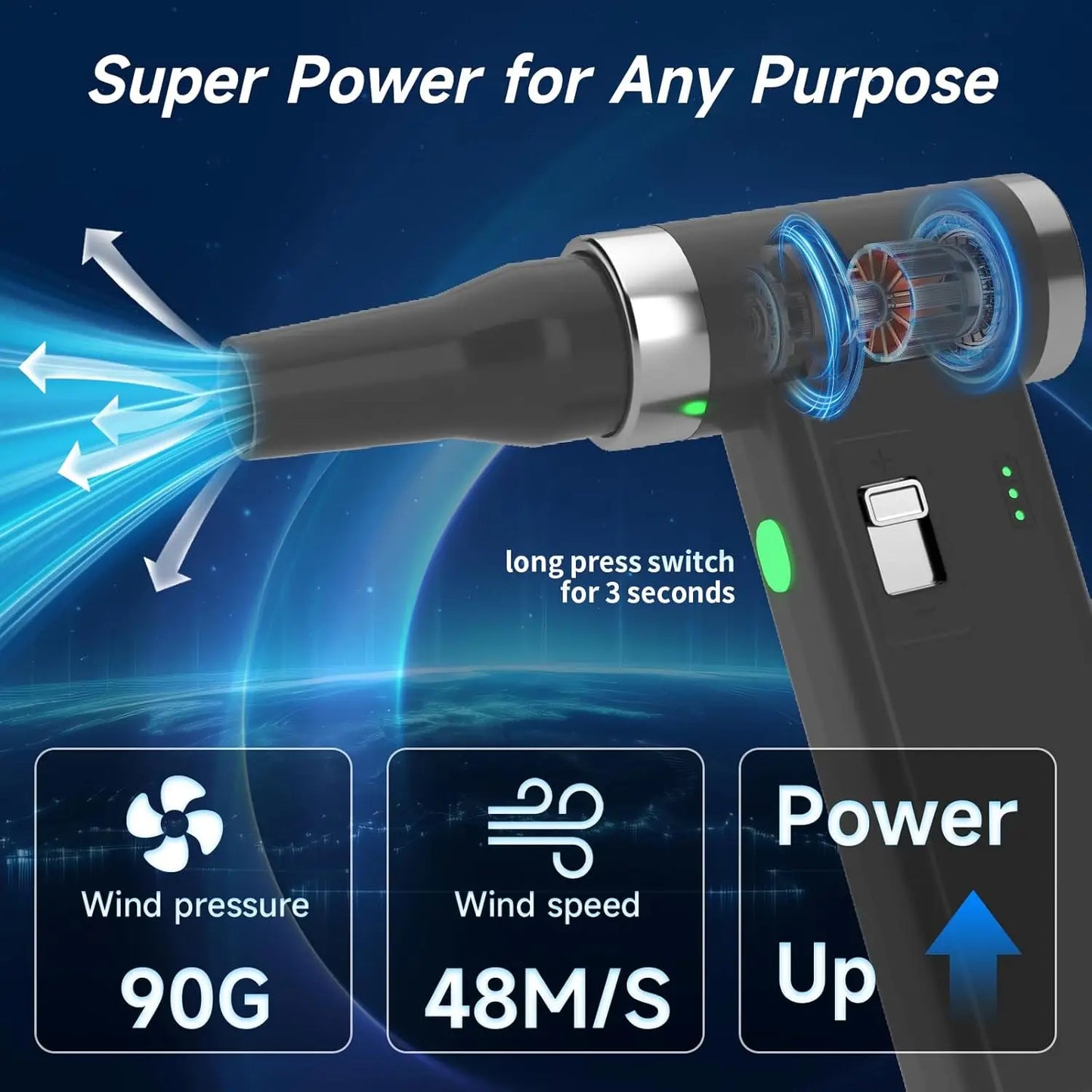 Mini Cordless Hair Dryer Multifunctional Electric Air Duster Hair Dryer Travel Portable USB Rechargeable Negative Ion Hair Dryer