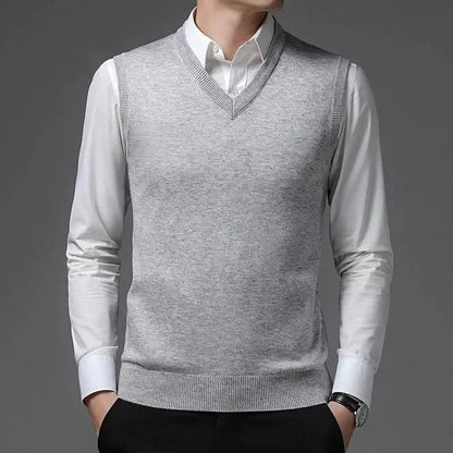 2025 New Men's Autumn High-end Sweater Vest V-neck Warm Knit Sleeveness Tank  Mens Clothes Pullover Tops