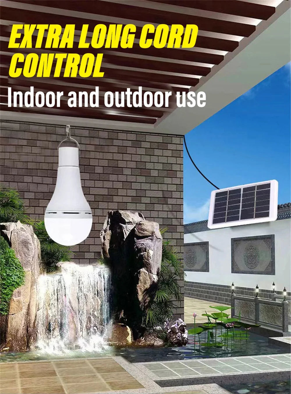 LED Solar Lamp Bulb Outdoor Waterproof Portable Solar Garden Hanging Light Hiking Fishing Emergency Lights