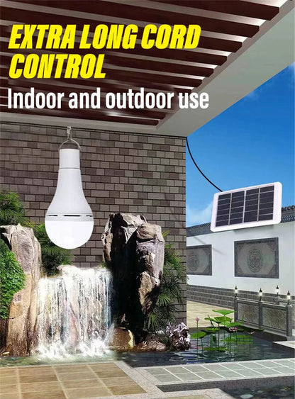 LED Solar Lamp Bulb Outdoor Waterproof Portable Solar Garden Hanging Light Hiking Fishing Emergency Lights
