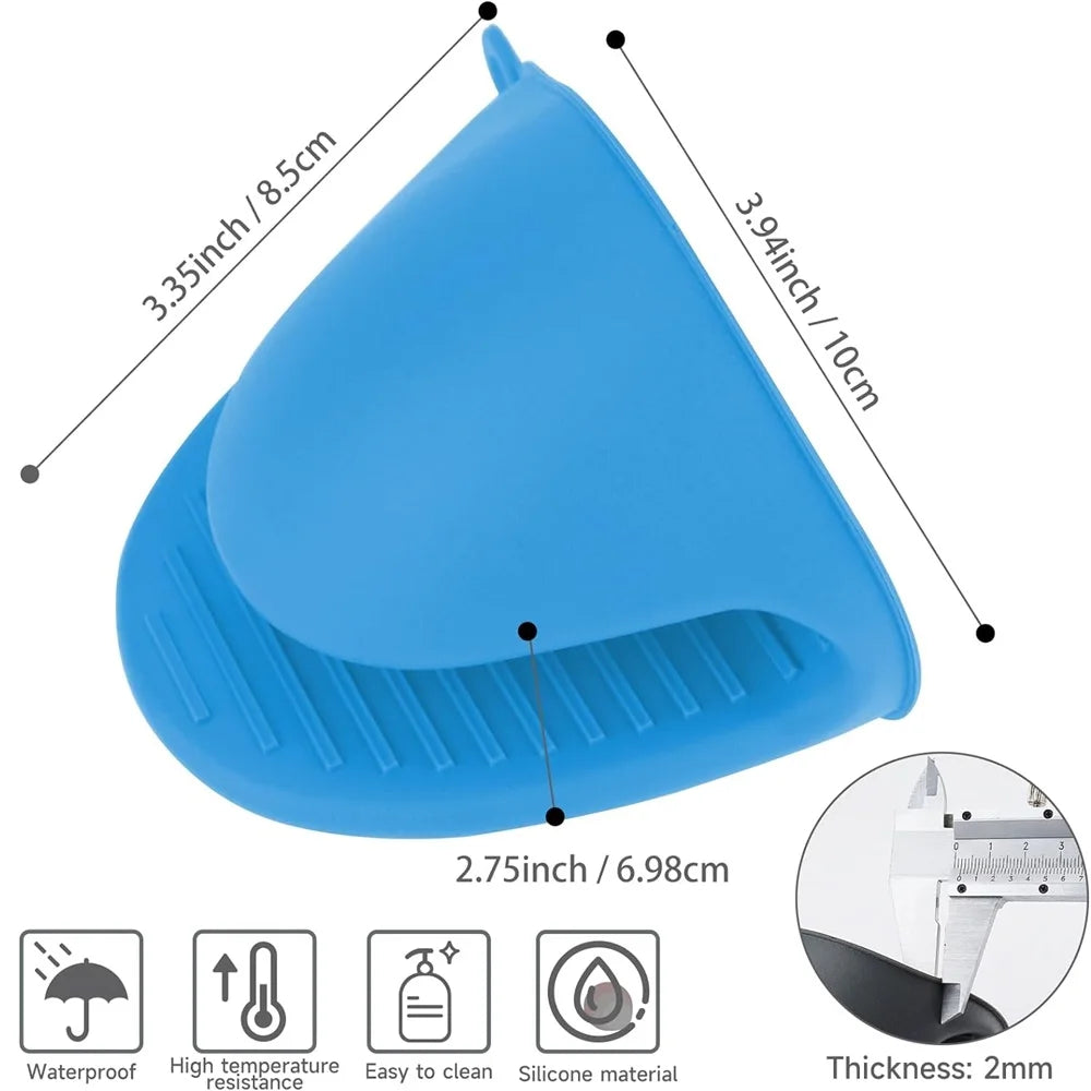 4pcs Oven Glove Thicken Silicone Pot Holder Mini Oven Mitts Heat Resistant Pinch Covers for Baking Kitchen Cooking BBQ  Grilling