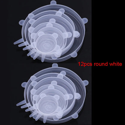 6/12Pcs/Lot Silicone Stretch Lids Universal Taper Pot Bowl Food Wrap Sealed Cover for Kitchen Cookware