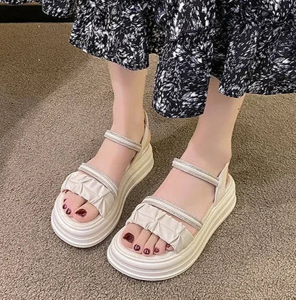 Outdoor Platform Sandals for Women New Breathable Fashion Woman Shoes Summer 2025 Comfortable Trending Pvc Designer Luxury Shoe