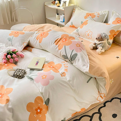 Bedding Set for Girl Boy Bedroom KIDS Modern Comforter Duvet Cover Flat Sheet Pillowcase  Home Textile Soft Bed Linen