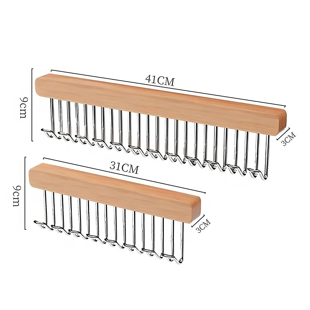 8/12 Hooks Retractable Wood Clothes Hanger Multi-functional Bra Storage Hanger Wall-mounted Wardrobe Hanger Clothes Organizer