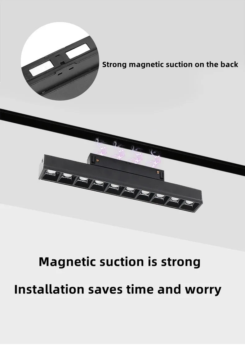 Magnetic Track Light Grille Flood Lamp Modern Embedded Flexible Linear Fixture LED Spotlight DC48V Ceiling Indoor Living