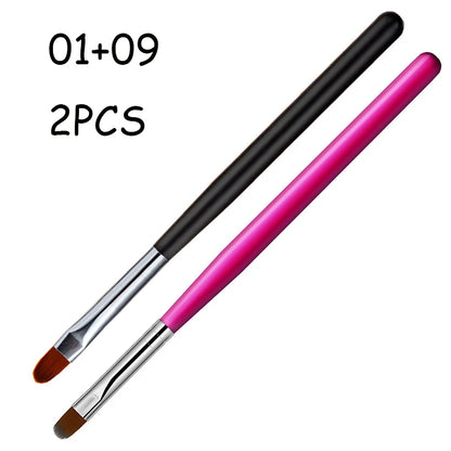 1-9PCS Nails Art Brush Pen 3D Tips Pattern Phototherapy Acrylic UV Gel Extension Builder Coating Painting Pen DIY Manicure Tools