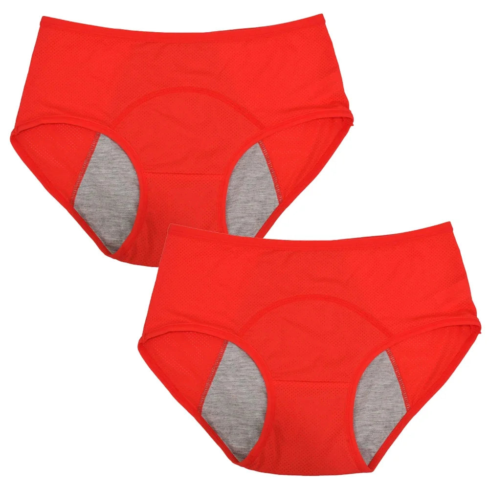 2pcs Woman Menstrual Panties Women's menstrual underwear leak proof and mid waist size M-8XL menstrual Female hygiene pants