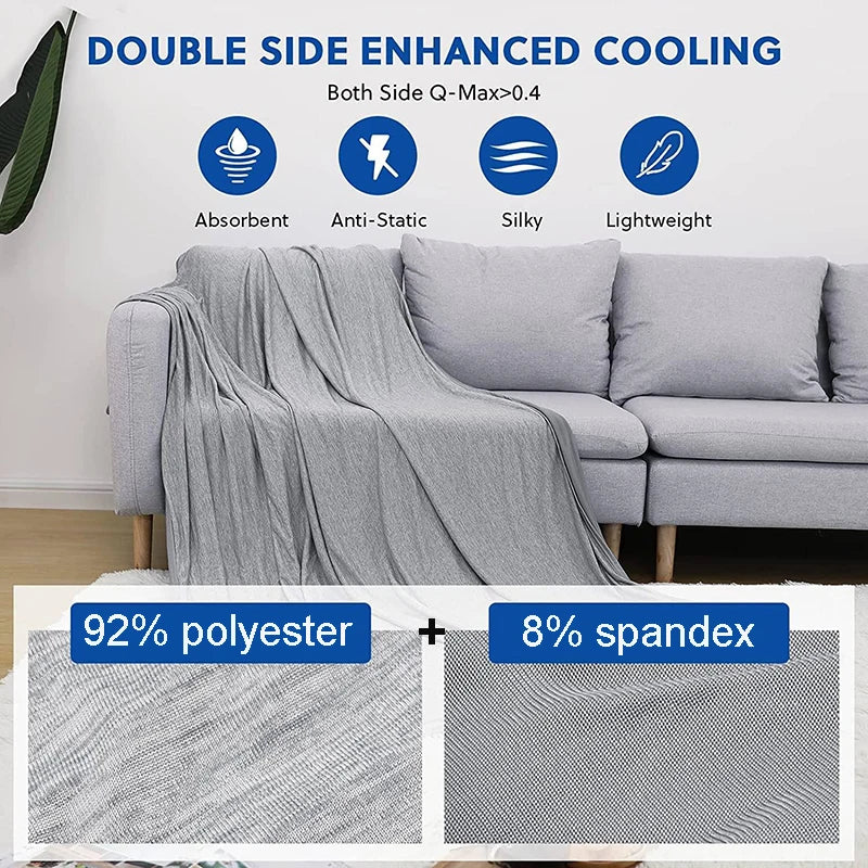 Cooling Blanket Sleeper Summer Blankets Lightweight Breathable Comforter Bed Sofa Travel Camping Hotel Two-Side Blanket Grey