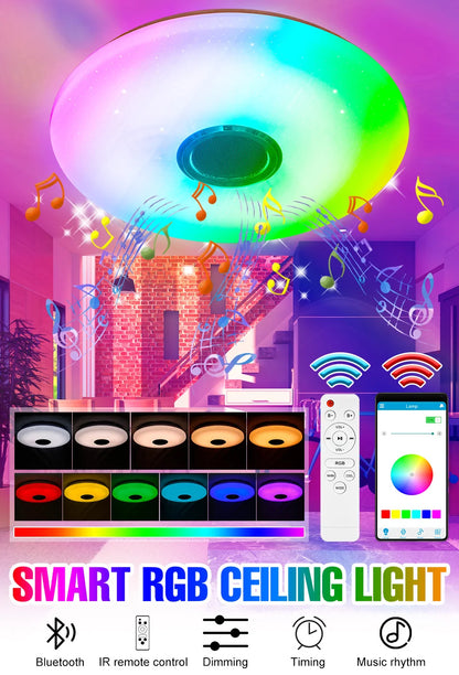 RGB Smart Ceiling Light LED Interior Home Decorative Light 42W 60W 220V Luster Dimming Remote Control WIFI Bluetooth Living Room