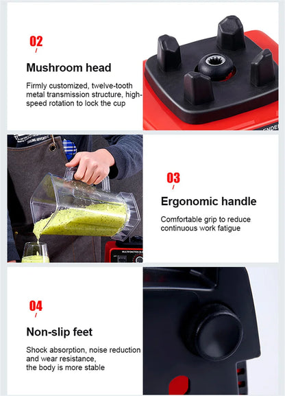 2000W Heavy Duty Commercial Grade Blender Mixer Juicer Fruit Food Processor Ice Smoothies Blender High Power Juice maker Crusher