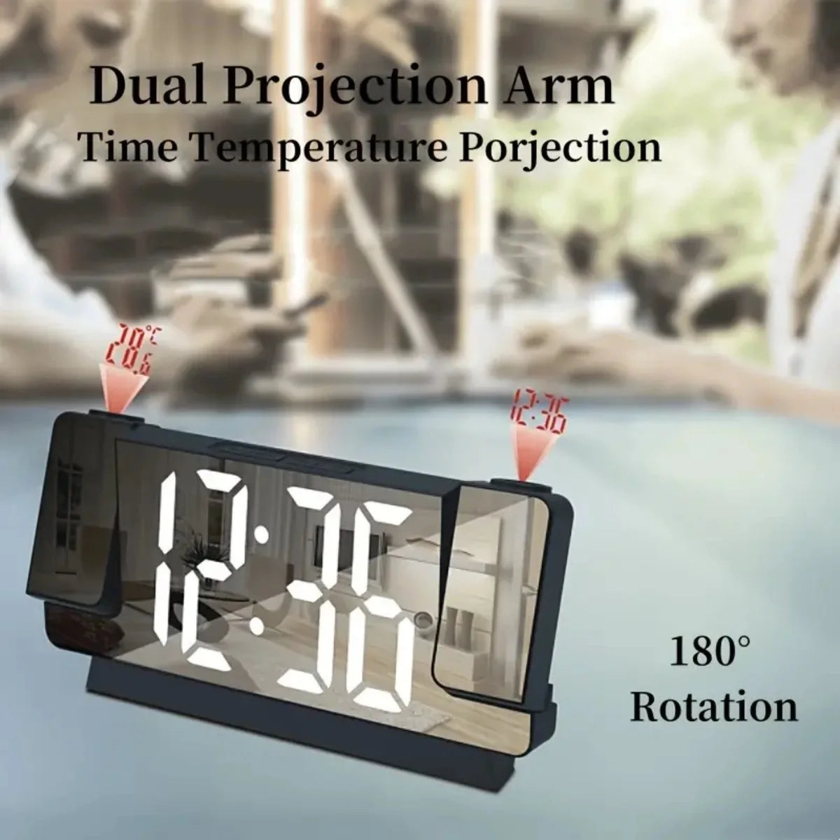 double projection clock LED clock Alarm Clock Digital clock 12/24H student Clock Advanced Projection Alarm Clock USB powered