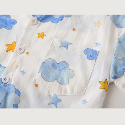 Fashion Baby Shirts 6 to 12 18 24 Months Toddler Boys Shirts Cotton Cars Lion Print Shirt for Boy Blue White Yellow Kids Clothes