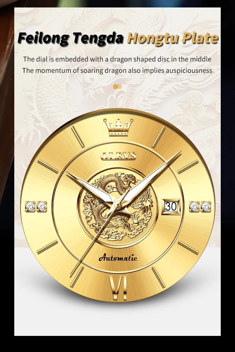 OLEVS brand watch Xianglong relief fully automatic mechanical watch men's watch men's watch 6693