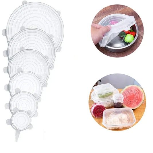 Fresh Cover Stretch Silicone Lids Heat Resistant Reusable Universal Fit for Bowl Pot Pan Microwave  Refrigerator  Storage  Leak