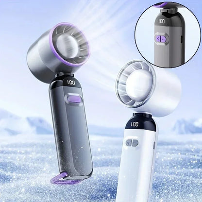 Mini fan, Strong wind portable, rechargeable outdoor mini fan, USB-powered, digital display for outdoor camping trips