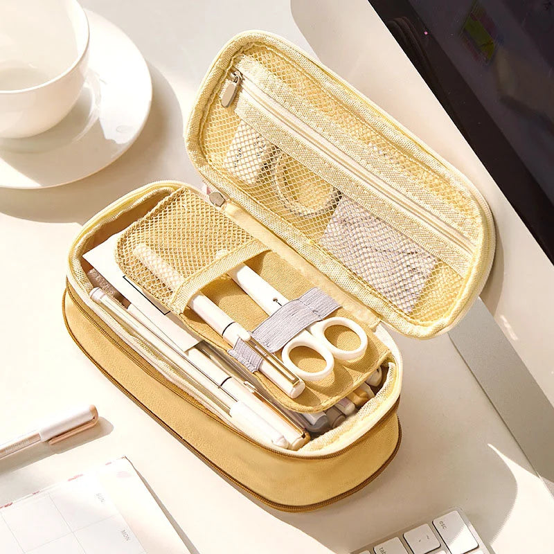 School Supplies Pencil Bag Portable Simple Aesthetic Pencil Organiser Back To School Present Simple Style Zipper Cute Stationery