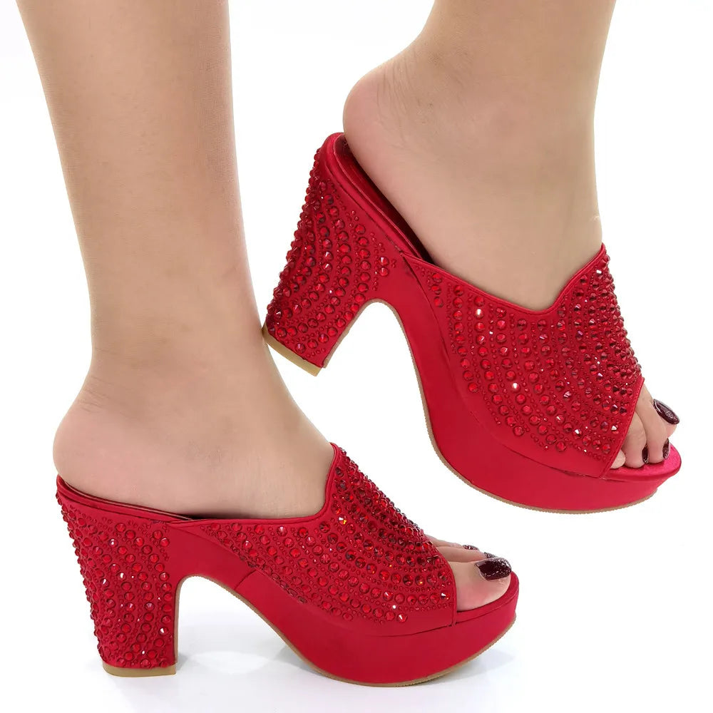 Purple Color Wedding Shoes Woman Open Toe Ladies Sandals Shoes Party Wedding Shoes Decorated with Rhinestone New Arrival Shoes